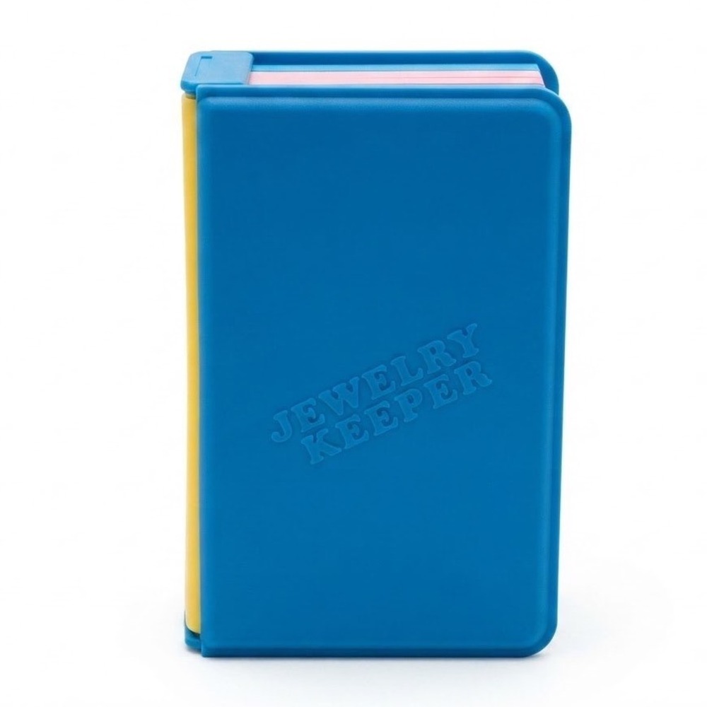 Emson Jewelry Keeper Vintage 1988 Book Style Travel Organizer Blue Yellow Pink